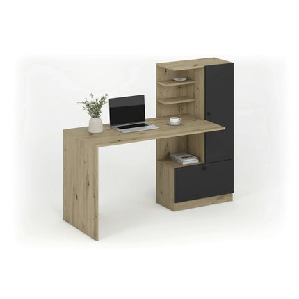 Birou HOBAS, stejar artisan/negru, PAL laminat, 150x62x120 cm