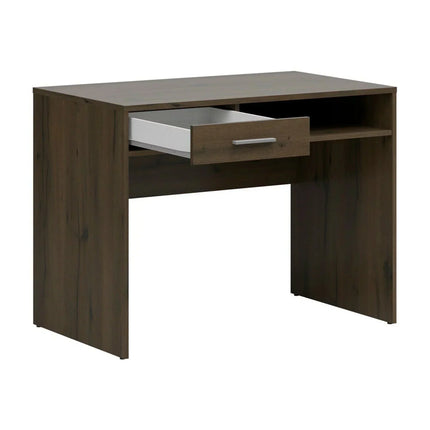 Birou NEPO PLUS, stejar inchis, PAL laminat, cu un sertar, 100x59x76 cm