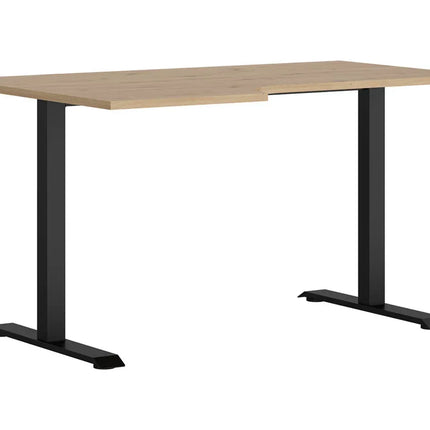 Masa birou SPACE OFFICE, stejar artisan/negru, PAL laminat/metal, pe stanga, 140x90x76 cm