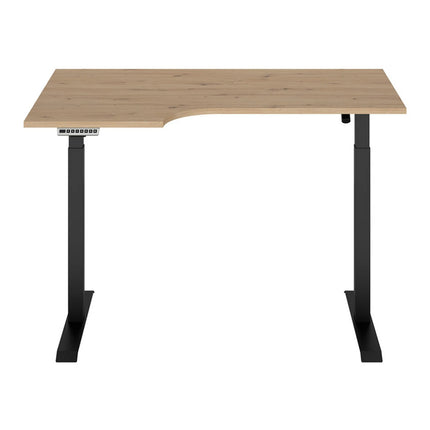 Masa birou SPACE OFFICE, stejar artisan/negru, PAL laminat/metal, pe stanga cu inaltime reglabila, 140x90x72-120 cm