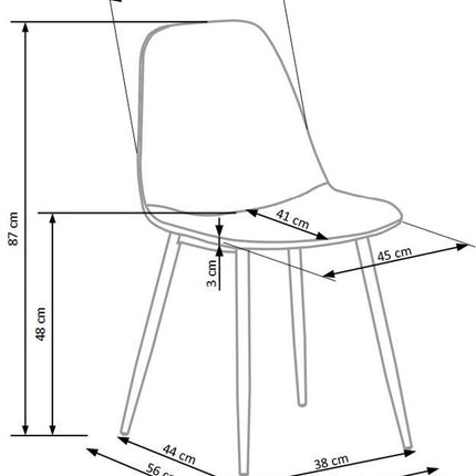 Scaun K316, gri/stejar, stofa clasica/metal, 44x56x87 cm