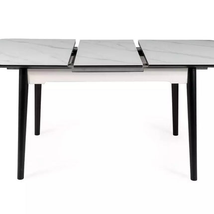 Masa extensibila APOLLO, alb mat/negru, metal, 120-160x80x76 cm
