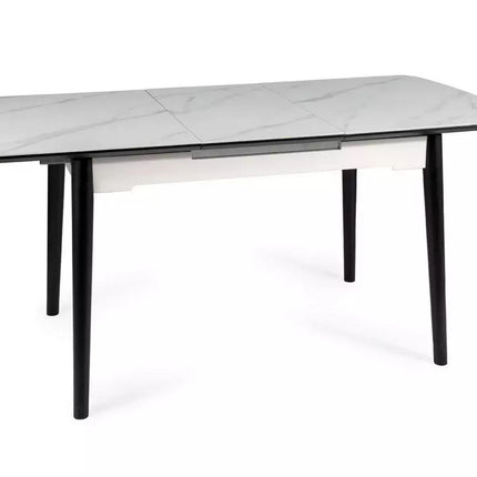 Masa extensibila APOLLO, alb mat/negru, metal, 120-160x80x76 cm