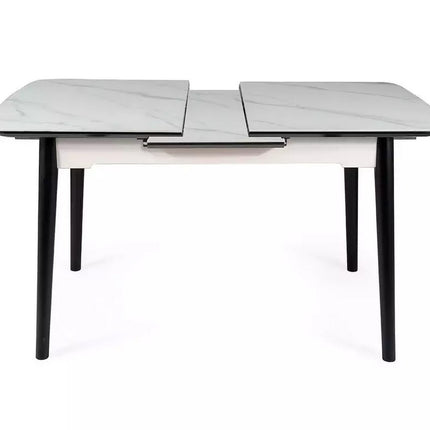 Masa extensibila APOLLO, alb mat/negru, metal, 120-160x80x76 cm