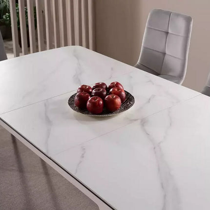 Masa extensibila APOLLO, alb mat/negru, metal, 120-160x80x76 cm