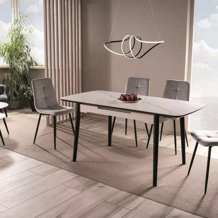 Masa extensibila APOLLO, alb mat/negru, metal, 120-160x80x76 cm