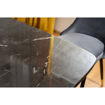 Masa CYRYL, cu efect de piatra neagra, 140x80