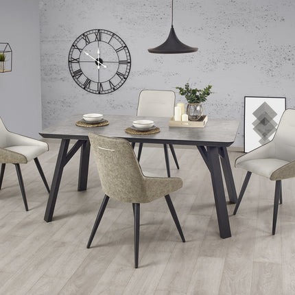 Masa HALIFAX, gri beton/negru, 160x90x76 cm