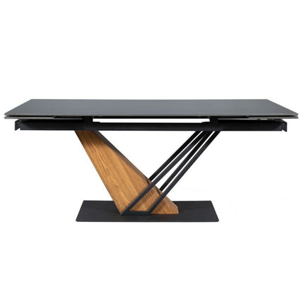 Masa extensibila GENESIS, frasin/negru mat, ceramica/metal, 180-240x90x76 cm