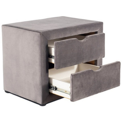Noptiera ET-002, gri deschis - Bluvel 03, stofa catifelata, 50x35x42 cm