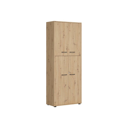 Dulap SPACE OFFICE, stejar artisan, PAL laminat, cu 4 usi, 80x37x203 cm
