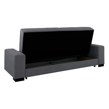 Canapea extensibila RUBIO, stofa catifelata gri - Matrix 17, cu lada depozitare, 232x95x81 cm