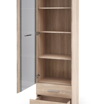 Vitrina LIMA, stejar sonoma, PAL/sticla, 60x40x200 cm