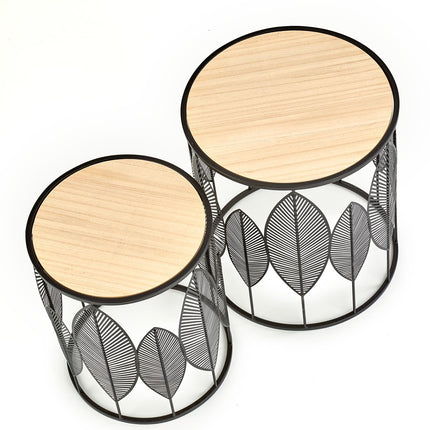 Set 2 masute cafea FOLLA, stejar/negru