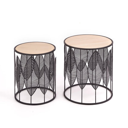 Set 2 masute cafea FOLLA, stejar/negru