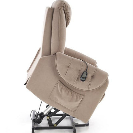 Fotoliu recliner HORTON, stofa catifelata bej - Mavel 38, 80x97/158x90/105 cm