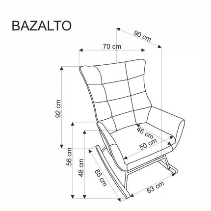 Fotoliu balansoar BAZALTO, galben/negru, stofa catifelata - Bluvel 68, 70x90x92 cm