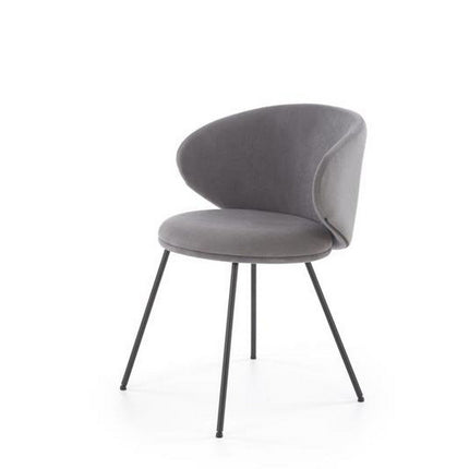 Scaun K587, gri - Mavel 14, stofa catifelata/otel, 60x58x77 cm