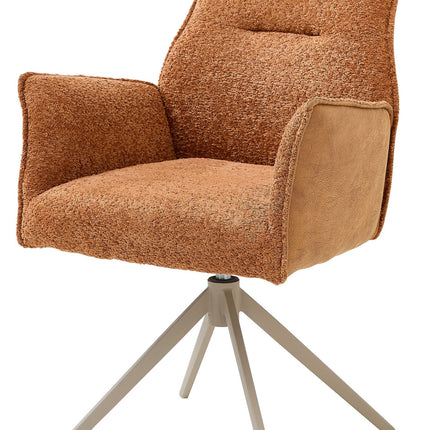 Scaun KAYLA, caramiziu/bej, stofa buclata/stofa clasica/metal, 58x63x88 cm