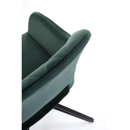 Scaun rotativ K535, verde inchis/negru, stofa catifelata/metal, 57x60x86 cm