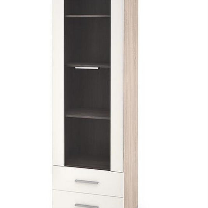 Vitrina LIMA, alb/stejar sonoma, PAL/sticla, 60x40x200 cm