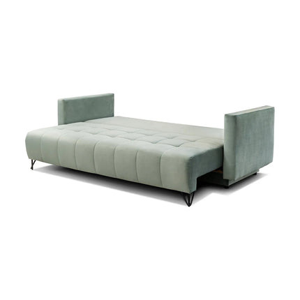 Canapea extensibila Aldo, stofa catifelata gri - Monolith 84, cu lada depozitare, 227x106x92 cm