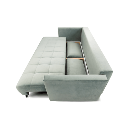 Canapea extensibila Aldo 3L, stofa catifelata albastru - Monolith 77, cu lada depozitare, 227x106x92 cm