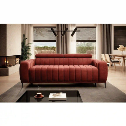 Canapea extensibila GANDI 140, stofa catifelata mov lila - Monolith 62, cu tetiere reglabile, 207x102x95 cm