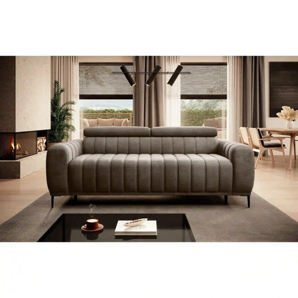 Canapea extensibila GANDI 160, stofa clasica turcoaz - Austin 14, cu tetiere reglabila, 227x102x95 cm