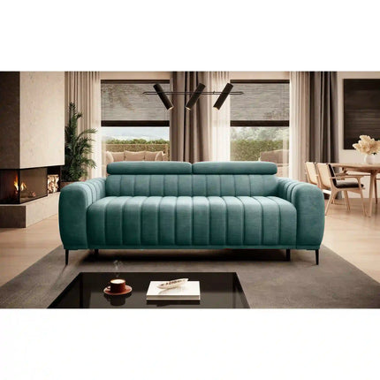 Canapea extensibila GANDI 160, stofa catifelata verde menta - Salvador 12, cu tetiere reglabile, 227x102x95 cm