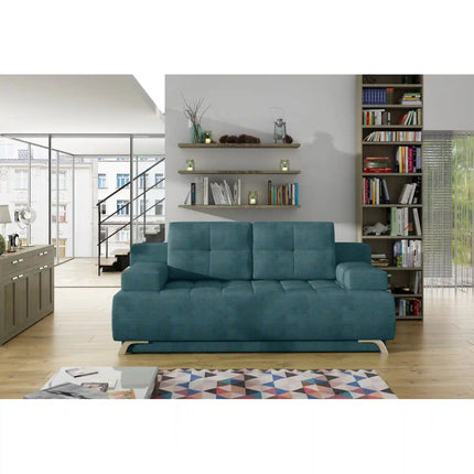 Canapea extensibila OSLO, stofa catifelata verde menta - Salvador 12, cu lada depozitare, 197x94x90 cm