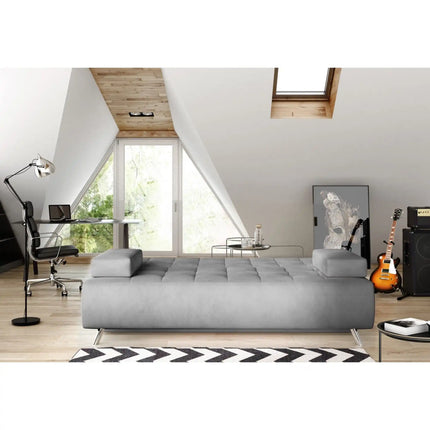 Canapea extensibila OSLO, stofa catifelata verde menta - Salvador 12, cu lada depozitare, 197x94x90 cm