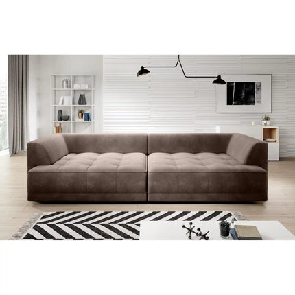 Canapea TIGA, stofa catifelata turcoaz inchis - Riviera 87, reglaj electric, 4 locuri, 302x136x72/88 cm