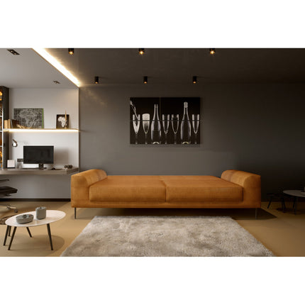 Canapea extensibila CAPITOL, stofa catifelata caramiziu - Salvador 07, cu lada depozitare, 250x105x89 cm
