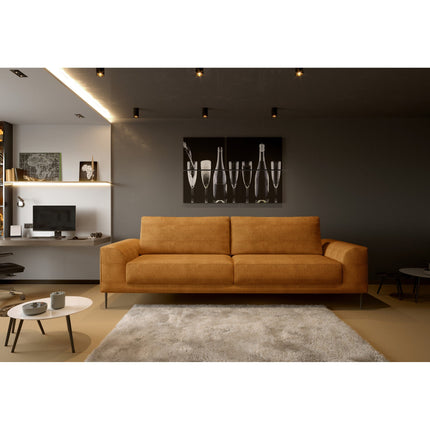 Canapea extensibila CAPITOL, stofa catifelata caramiziu - Salvador 07, cu lada depozitare, 250x105x89 cm