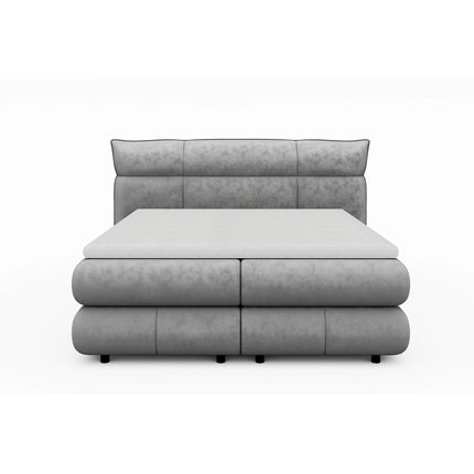 Pat boxspring CARMELO 160x200, personalizabil, cu saltea, topper si lada depozitare