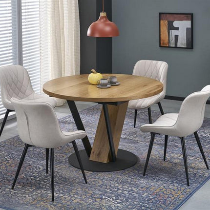 Masa extensibila FANIS, stejar/negru, 120/160x120x78 cm