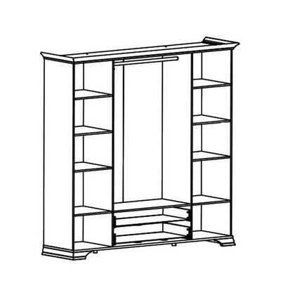 Dulap Idento, alb, PAL, cu 6 usi si 2 sertare, 227.5x61x225 cm