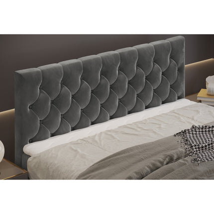 Pat boxspring CHARLES 140, personalizabil, cu spatiu depozitare, saltele si topper 5 cm