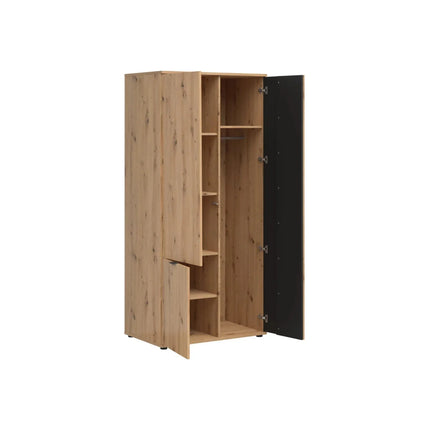 Dulap VABRES, stejar artisan/negru mat, PAL laminat, 91x56x196 cm