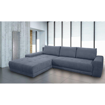 Coltar extensibil ADRIA, stofa catifelata gri - Monolith 92, cu lada depozitare, 310x213x88 cm