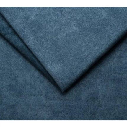 Coltar extensibil MOLINA MINI, sezlong dreapta, stofa catifelata albastru - Whisper 12, cu lada depozitare, 277x189x90 cm