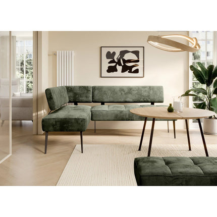 Coltar bucatarie BANCO, sezlong stanga, stofa catifelata galben - Salvador 09, Gama Premium, 213x164x89 cm