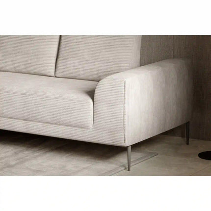 Coltar extensibil CAPITOL, sezlong stanga, stofa catifelata gri - Whisper 17, cu lada depozitare, 276x175x89 cm