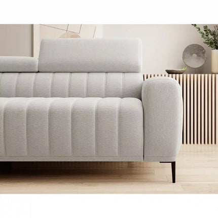Coltar extensibil GANDI 160, sezlong dreapta, stofa catifelata gri grafit - Element 22, Gama Premium, cu lada depozitare, 301x204x99 cm