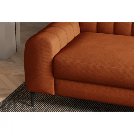 Coltar extensibil NAVAS L, sezlong stanga, stofa catifelata bej - Riviera 16, cu lada depozitare si tetiere reglabile, 246x175x86 cm