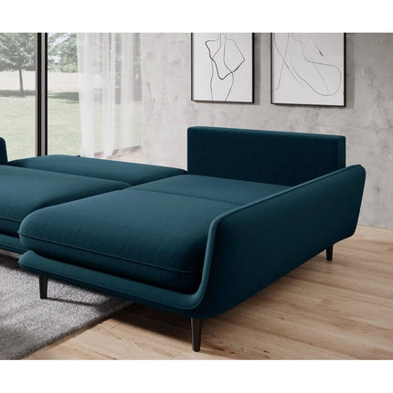 Coltar extensibil SOLANO, sezlong dreapta, stofa catifelata verde - Element 11, Gama Premium, cu lada depozitare, 260x167x83 cm