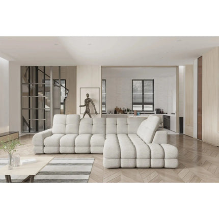 Coltar extensibil TOLLO L, sezlong dreapta, stofa clasica gri - Austin 18, cu lada depozitare si reglaj electric, 302x217x105 cm