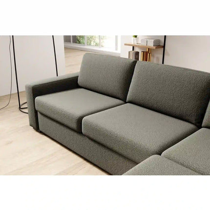 Coltar extensibil VANILLA CORNER 160, sezlong stanga, stofa catifelata gri - Salvador 14, cu lada depozitare, 303x173x87 cm