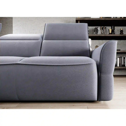 Coltar MURILLO MINI, sezlong stanga, stofa catifelata verde olive - Salvador 10, cu reglaj electric, tetiere reglabile si lada depozitare 260x175x87/100 cm